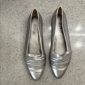 Silver Women's Leather Flats
